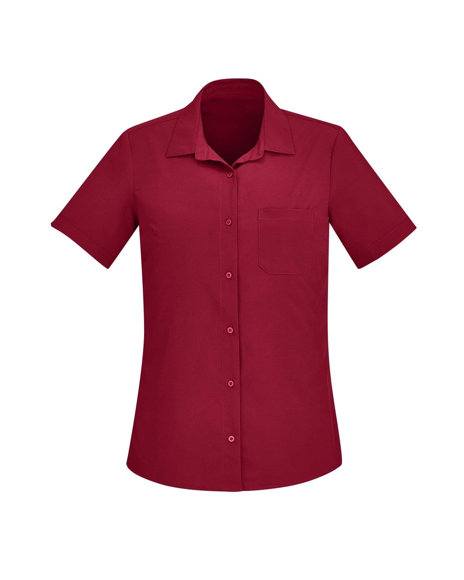 Biz Care Womens Easy Stretch Short Sleeve Shirt CS947LS Health & Beauty Biz Care Cherry 4 